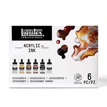 Picture of Liquitex Professional Acrylic Ink! Metalics Set, Multiple Colors, Set of 6 (3699315)