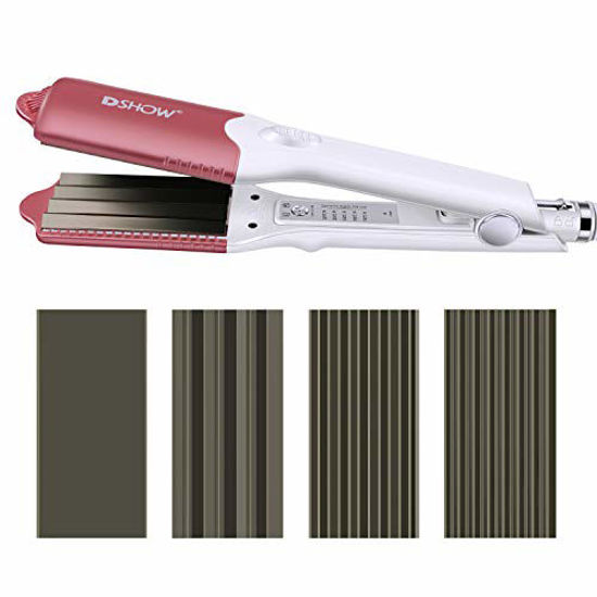 GetUSCart- DSHOW 4 in 1 Hair Crimper Hair Waver Hair Straightener Curling  Iron with 4 Interchangeable Titanium Ceramic Flat Crimping Iron Plate (PINK)
