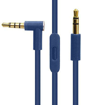 Picture of Replacement Audio Cable Cord Wire with in-line Microphone and Control for Beats by Dr Dre Headphones Solo/Studio/Pro/Detox/Wireless/Mixr/Executive/Pill(Blue)