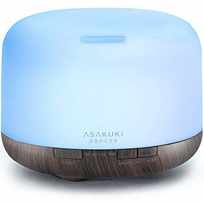 Picture of ASAKUKI 500ml Premium, Essential Oil Diffuser, 5 in 1 Ultrasonic Aromatherapy Fragrant Oil Humidifier Vaporizer, Timer and Auto-Off Safety Switch