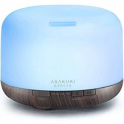 Picture of ASAKUKI 500ml Premium, Essential Oil Diffuser, 5 in 1 Ultrasonic Aromatherapy Fragrant Oil Humidifier Vaporizer, Timer and Auto-Off Safety Switch