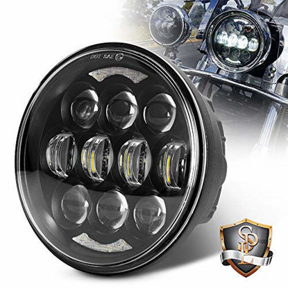 Picture of 80W DOT Approved 5-3/4" 5.75" Osram Chips LED Projector Headlight for Harley Motorcycle/Bike(Black)
