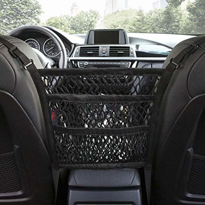 Picture of AMEIQ 3-Layer Car Mesh Organizer, Seat Back Net Bag, Barrier of Backseat Pet Kids, Cargo Tissue Purse Holder, Driver Storage Netting Pouch. (3 optional styles)
