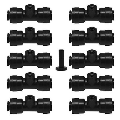 Picture of Dreamtop 10pcs 1/4" Slip-Lok Misting Nozzle Tees with 1pc Plug for Cooling System 10/24 UNC