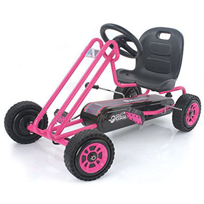 Picture of Hauck Lightning - Pedal Go Kart | Pedal Car | Ride On Toys for Boys & Girls with Ergonomic Adjustable Seat & Sharp Handling - Pink