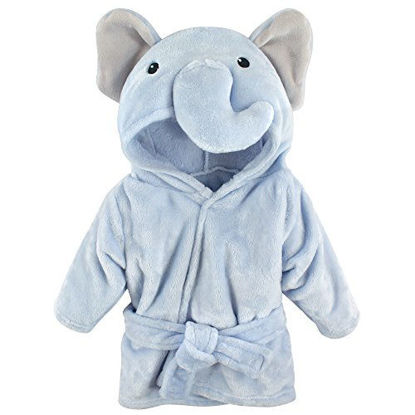 Picture of Hudson Baby Unisex Baby Plush Animal Face Robe, Blue Elephant, One Size, 0-9 Months