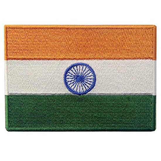 Picture of India Flag Embroidered Emblem Indian Iron On Sew On National Patch