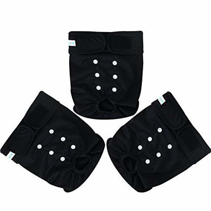 Picture of Paw Legend Reusable Female Dog Diapers(3 Pack,Black,Small)