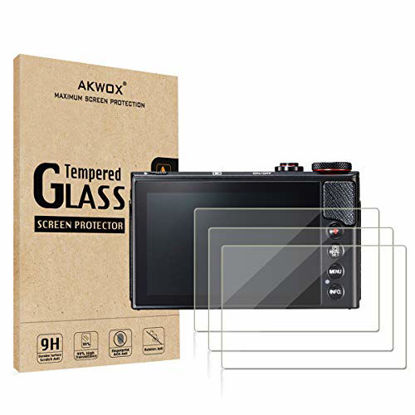 Picture of [3-Pack] Tempered Glass Screen Protector for Canon G7X Mark II G9X G9XII G7X G5X, Akwox 9H LCD Protective Cover