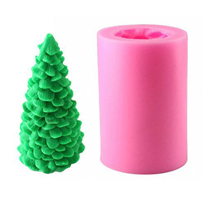 Picture of 3D Christmas Tree Candle Mold - MoldFun Christmas Party Silicone Mold for Fondant, Fimo Clay, Soap, Chocolate, Cake Decoration