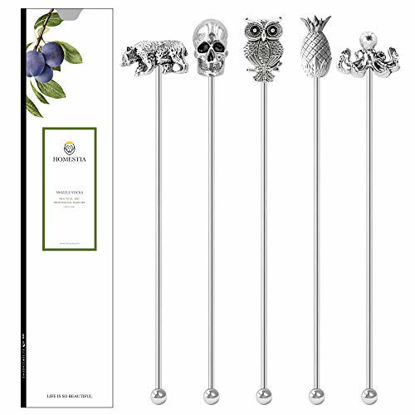 Picture of Homestia Stainless Steel Coffee Stirrers Beverage Stir Sticks Coffee Swizzle Sticks Metal Head Top(Tropical)