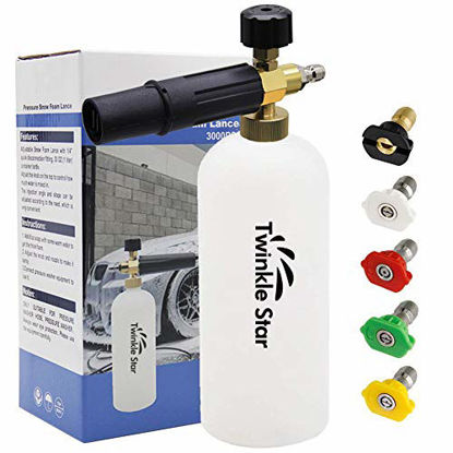 Picture of Twinkle Star Foam Cannon 1 L Bottle Snow Foam Lance with 1/4" Quick Connector, 5 Nozzle Tips for Pressure Washer
