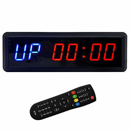 Picture of BTBSIGN LED Interval Timer Count Down/Up Clock Stopwatch with Remote for Home Gym Fitness (Two Blue+Four Red)