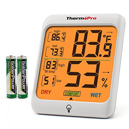 Picture of ThermoPro Indoor Hygrometer Humidity Gauge Indicator Digital Thermometer Room Temperature and Humidity Monitor with Touch Backlight