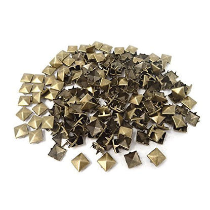 Picture of Honbay 200PCS 10mm Antique Brass Nailheads DIY Metal Punk Spikes Spots Square Pyramid Studs for Leathercraft