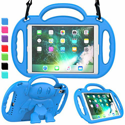 Picture of AVAWO iPad 6th Generation Case 9.7 inch, iPad 5th Generation Case, iPad Air 2 Case - with Shoulder Strap, Shockproof Handle Stand Kids Case for iPad 9.7" 2017 (5th Gen) & 2018 (6th Gen) - Blue