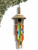 Picture of Nalulu House Bamboo Wind Chime - Outdoor Wood Wooden Painted Design with Birdhouse Crown, 40" & Relaxation Ready