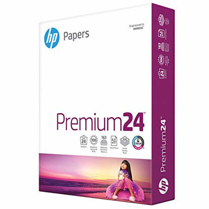 Picture of HP Paper Printer Paper 8.5x11 Premium 24 lb 1 Ream 500 Sheets 100 Bright Made in USA FSC Certified Copy Paper Compatible 115300R, White, 112400R