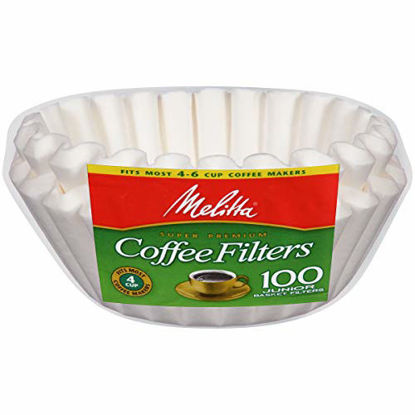 Picture of Melitta Junior Basket Coffee Filters White 100 Count