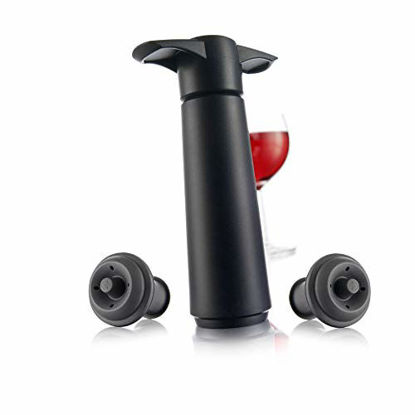 Picture of Vacu Vin Wine Saver Pump with 2 x Vacuum Bottle Stoppers - Black (Black with 2 wine stoppers)