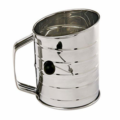 Picture of Norpro 3-Cup Stainless Steel Rotary Hand Crank Flour Sifter With 2 Wire Agitator