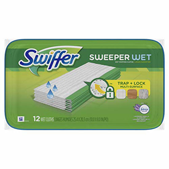 Picture of Swiffer Sweeper Wet Mopping Pad Refills for Floor Mop with Febreze Lavender Vanilla & Comfort Scent 12 Count