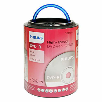 Picture of Philips Branded 16X DVD-R Media 100 Pack in Spindle with Handle (DM4S6H00F/17)