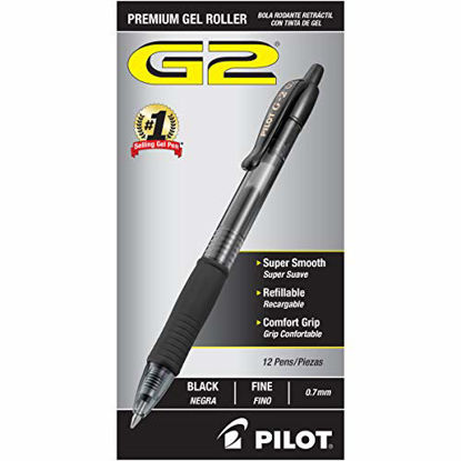 Picture of PILOT G2 Premium Refillable & Retractable Rolling Ball Gel Pens, Fine Point, Black Ink, 12-Pack (31020)