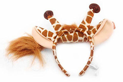 Picture of Giraffe Animal Ears Headband and Tail Costume Accessory Kit for Kids and Adults