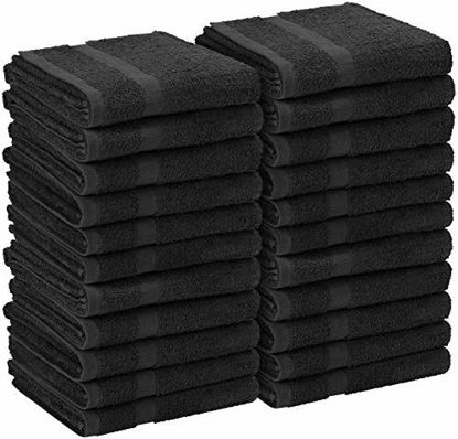 Picture of Utopia Towels Cotton Salon Towels - Gym Towel - Hand Towel - (24-Pack, Black) - 16 inches x 27 inches - Not Bleach Proof - Ringspun-Cotton, Maximum Softness and Absorbency, Easy Care