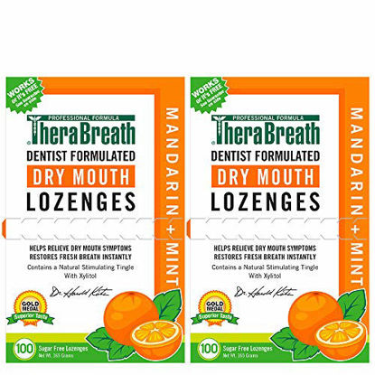 Picture of TheraBreath Dry Mouth Lozenges with ZINC, Flavor, 100 Lozenges, Mandarin Mint, 200 Count (Pack of 2)