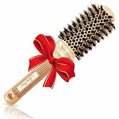 Picture of Blowout Round Hair Brush (1.7" Medium Barrel) with Boar Bristles for Blow Drying, Straightening, Styling Shoulder Length Hair, Wavy or Loose Curls