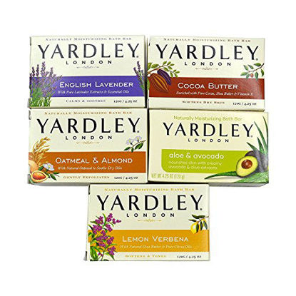 Picture of Yardley London Soap Bath Bar Bundle - 10 Bars: English Lavender, Oatmeal and Almond, Aloe and Avocado, Cocoa Butter, Lemon Verbena 4.25 Ounce Bars (Pack of 10 Bars, Two of each)