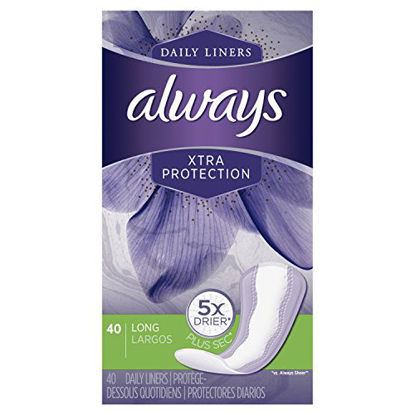 Picture of Always Xtra Protection Daily Liners, Long, 40 Count