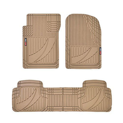 Picture of Motor Trend FlexTough Advanced Performance Rubber Floor Mats for Car SUV Auto Truck, 3pc Front & Rear Liner Set, All Weather Plus Protection, Beige (OF-793-BG)