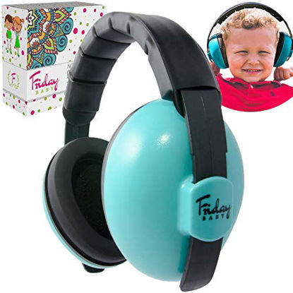 Picture of Fridaybaby Baby Ear Protection (0-2+ Years) - Comfortable and Adjustable Noise Cancelling Baby Ear Muffs for Infants & Newborns | Baby Headphones Noise Reduction for Airplanes Fireworks Concerts, Blue