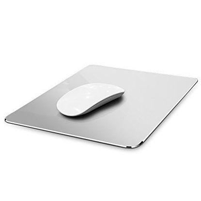 Picture of Hard Silver Metal Aluminum Mouse Pad Mat Smooth Magic Ultra Thin Double Side Mouse Mat Waterproof Fast and Accurate Control for Gaming and Office(Small 9.05X7.08 Inch)