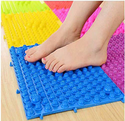 Picture of YOBEYI Foot Massage Mat Acupressure Mat Foot Reflexology Walking Toe Plate Massage Pad Bathroom Mat Yoga Mat Anti-Slip Mat Outdoor Game 2 PCS (Blue)