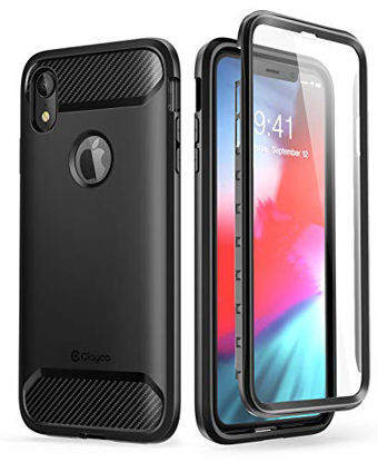 Picture of iPhone XR Case, Clayco [Xenon] Full-Body Rugged Case with Built-in Screen Protector for Apple iPhone XR 6.1 Inch 2018 (Black)