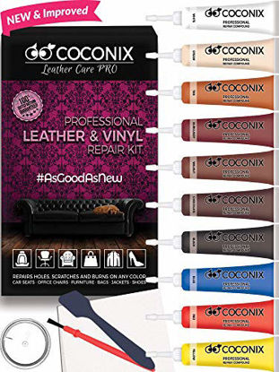 Picture of Coconix Vinyl and Leather Repair Kit - Restorer of Your Furniture, Jacket, Sofa, Boat or Car Seat, Super Easy Instructions to Match Any Color, Restore Any Material, Bonded, Italian, Pleather, Genuine
