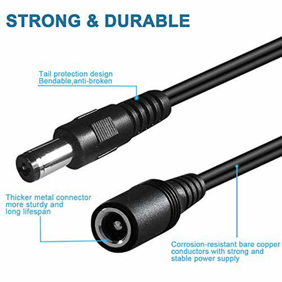 Male To Male DC Cable 12V Power Extension Cord 5.5mm X 2.1mm Connector,5V 9V 24V 12 Volt DC Extension Cable Power Cord Barrel Plug Supply Adapter Extender Wire For Security Camera,LED