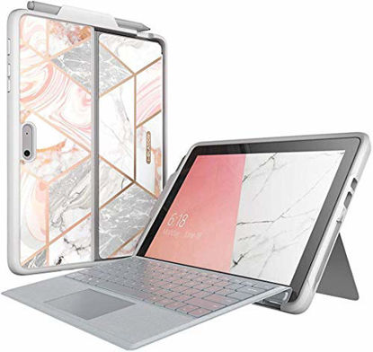 Picture of i-Blason Microsoft Surface Go 2 / Surface Go Case, [Cosmo] Slim Glitter Protective Bumper Case Cover with Pen Holder Compatible with Type Cover Keyboard (Marble)