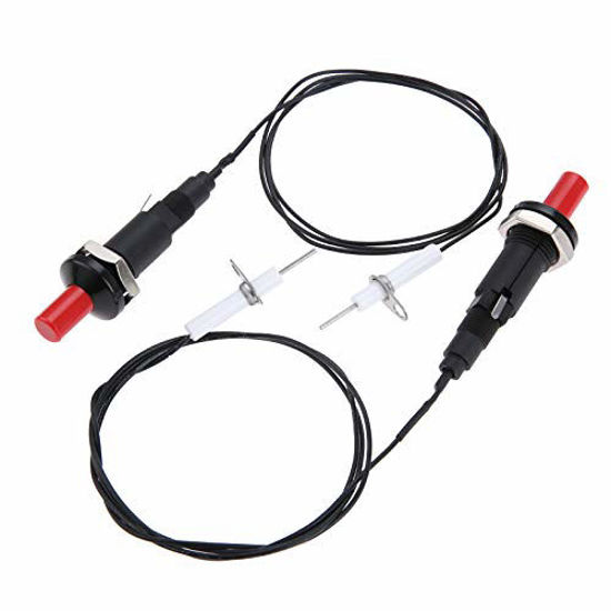 Picture of Aupoko 2 Sets Piezo Spark Ignition with Cable Push Button Igniter, Type of 1 Out 2 Electrode 200 Degree Resistance Wire, Fit for Gas Fireplace Gas Oven Gas Heater lgniter Ceramic Kitchen Lighter