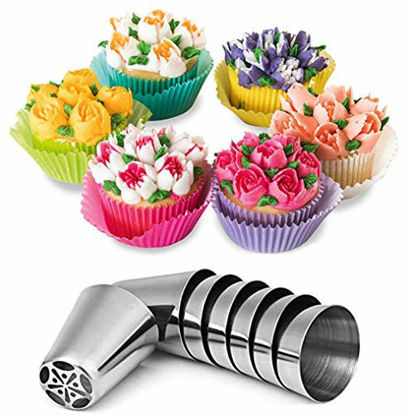 Picture of Russian Piping Tips Set, Wowdecor 24pcs Supplies Kit, Icing Nozzles Flowers Shaped, Frosting Bags and Tips Baking Supplies