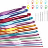 Picture of 14 Sizes Crochet Hooks Set Multi-Color Metallic Plated, Tomorotec Art Aluminum Knitting Needles for Yarn Craft Set with Stitch Markers and Big Eye Needles
