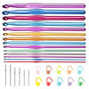 Picture of 14 Sizes Crochet Hooks Set Multi-Color Metallic Plated, Tomorotec Art Aluminum Knitting Needles for Yarn Craft Set with Stitch Markers and Big Eye Needles