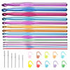Picture of 14 Sizes Crochet Hooks Set Multi-Color Metallic Plated, Tomorotec Art Aluminum Knitting Needles for Yarn Craft Set with Stitch Markers and Big Eye Needles