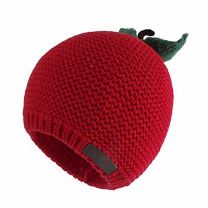 Picture of LANGZHEN Toddler Boys Girls Winter Hat Knit Beanie Hat for Fall Kids Baby Cute Warm Capred-Apple,46-48CM