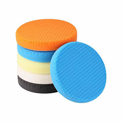 Picture of SPTA 5Pcs 5.5" Face for 5" Backing Plate Compound Buffing Sponge Pads Polishing Pads Kit Buffing Pad for Car Buffer Polisher Sanding,Polishing,Waxing