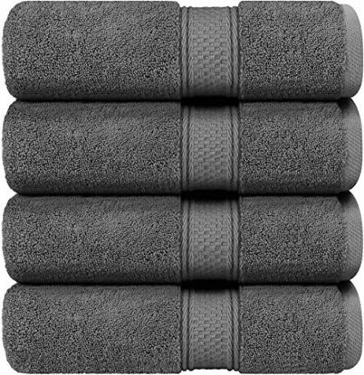 Picture of Utopia Towels - Bath Towels Set, Grey - Luxurious 700 GSM 100% Ring Spun Cotton - Quick Dry, Highly Absorbent, Soft Feel Towels, Perfect for Daily Use (4-Pack)